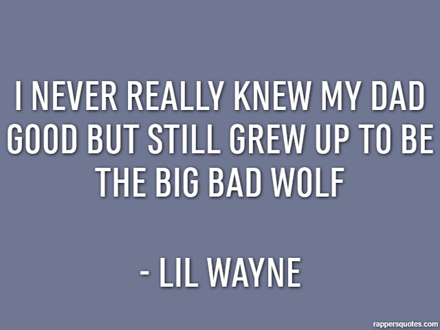 I never really knew my dad good But still grew up to be the big bad wolf - Lil Wayne